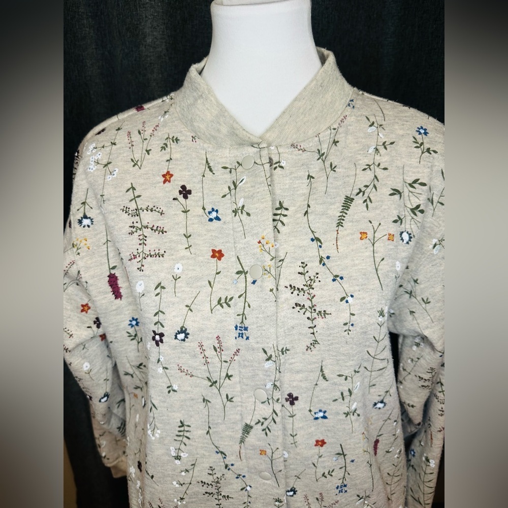 Blair Floral Embroidered Snap Front Sweatshirt Jacket – Size S - Picture 2 of 13